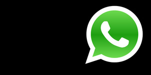 WhatApp-Logo auf schwarzem Hintergrund. Logo: WhatsApp